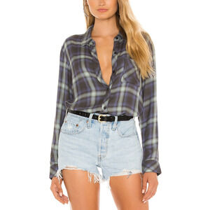 Rails 'Hunter' Blue Breast Pocket Top Size M